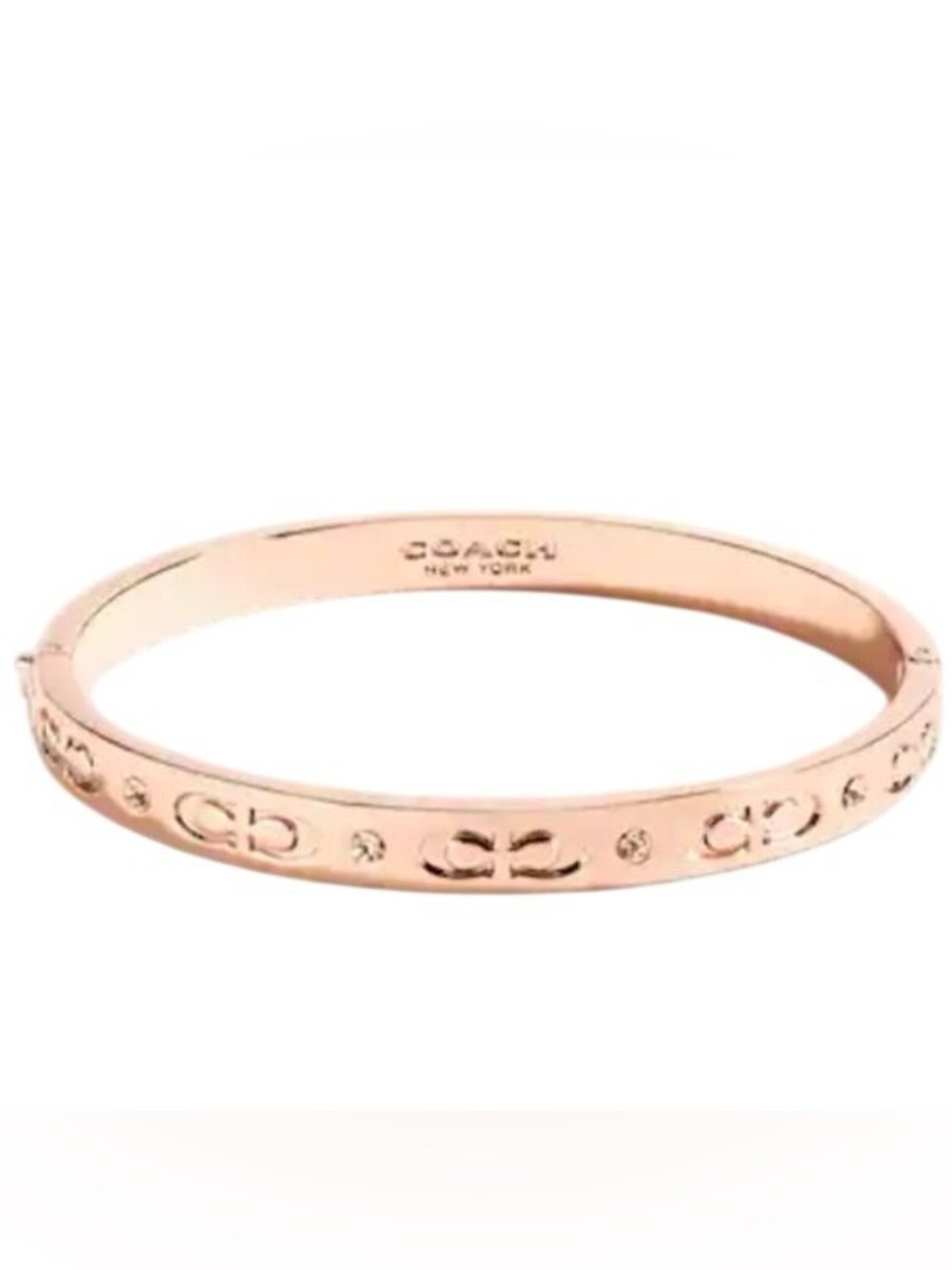 COACH Kissing “C” Hinged Bangle Rose Gold Tone. - Picture 7 of 7